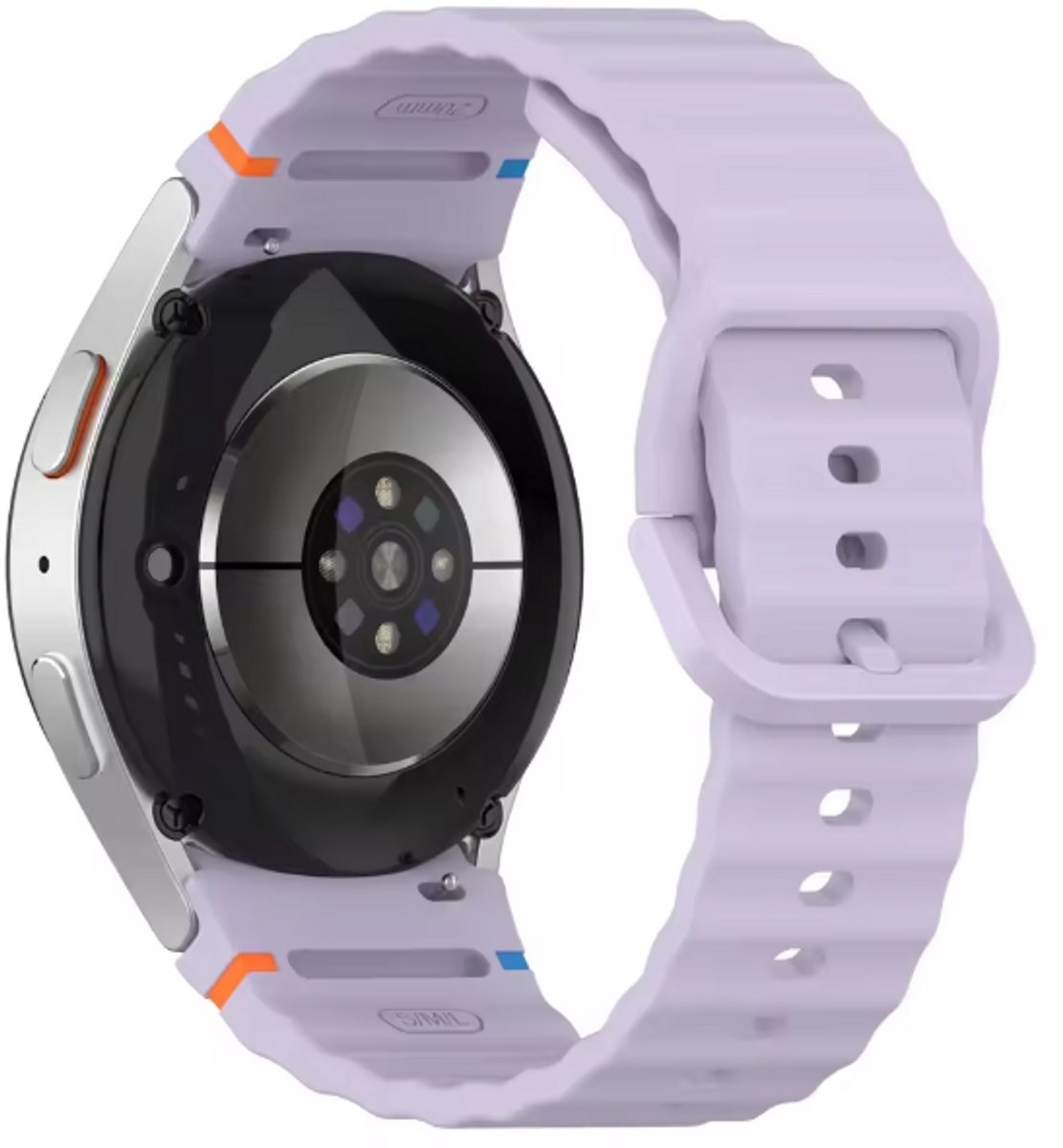 New Age Devi - Strap-it Siliconen Wave bandje - Samsung Galaxy Watch 7 40 44mm Watch 6 Classic Watch 5 Pro Watch 4 Classic - lichtpaars