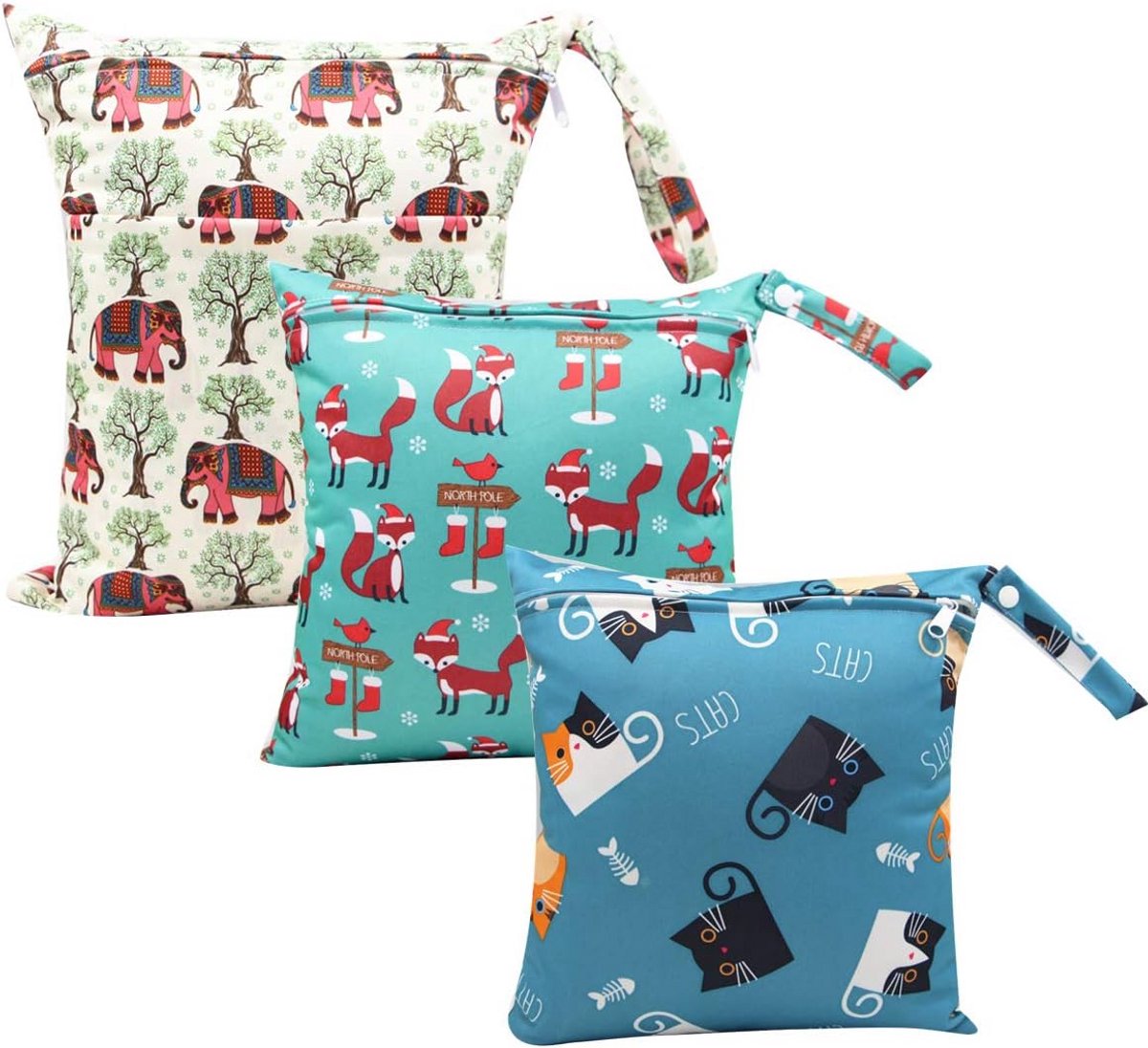 Droge en natte luiertas set - 3 stuks waterdichte organizer tassen