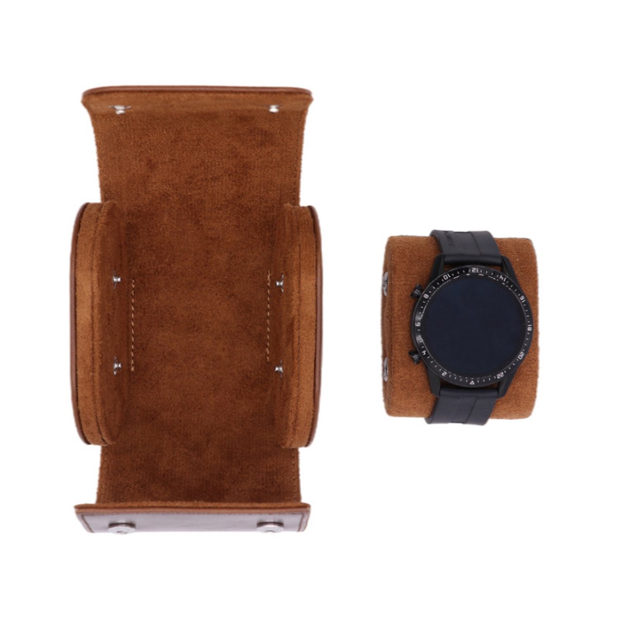 Horlogeopbergdoos, reishorlogedoos, draagbare horlogeopbergdoos, beschermt tegen verlies en krassen, één kaartsleuf, Bruin.
