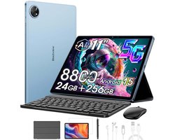 Tablet Blackview ZENO 10 - 5G LTE - 24GB RAM - 256 GB ROM - 8800mAh -Gemini Al - Android 15 - 11 inch - 2K FHD+ gamingtablet - pc-modus - Widevine L1 - OTG - Met Toetsenbord, slimme pen, Muis - Blauw