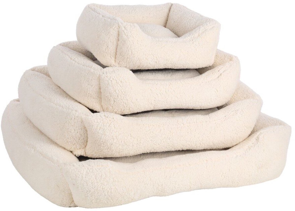Hondenmand - Teddy - Wit - Pluche Hondenmand - Puppy Mand - Hondenbed - Superzacht & Comfortabel - Maat S = 65 x 50 cm S