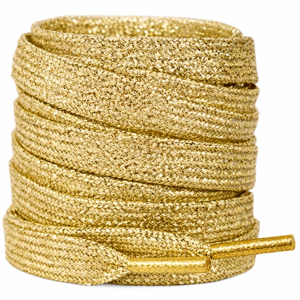 Jumada's Glitter Schoenveters Goud - 130 cm - Platte Sneakers Veters - Gold Laces - 1 Paar - 8 mm Breed