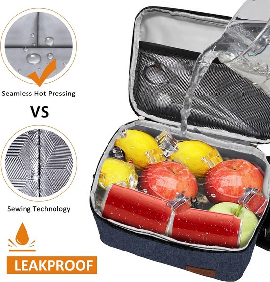 Grote geïsoleerde koeltas voor lunch, 10 liter, waterdicht, verstelbare schouderriem, thermische tas, blauw — afbeelding 3