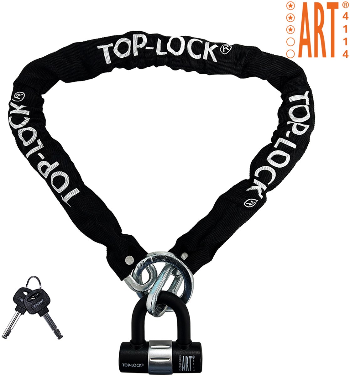 Top-Lock Art 3 Scooterslot / Brommerslot - Kettingslot + Loop - Gekeurd Slot voor Scooter en Brommer - Ketting met Gehard Stalen Schakels - 120 cm