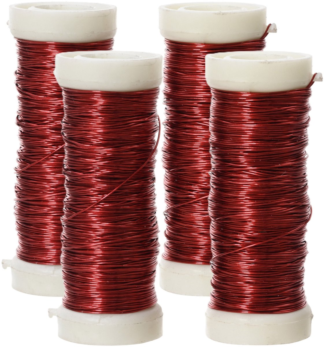 Decoris Binddraad/wikkeldraad - 2x rolletjes - rood - 30 m x 0,3 mm - hobbydraad/bloemendraad