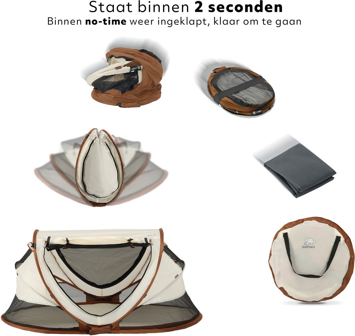Deryan Peuter Luxe Campingbedje met Matras - Sand thumbnail 3