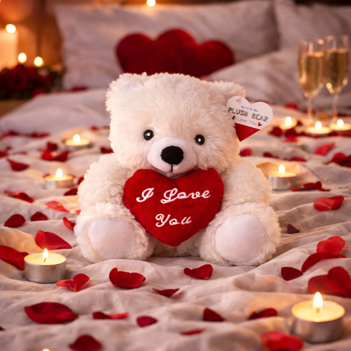 Knuffelbeertje met hart - wit - pluche - 22 cm - valentijnsdag - i love you - cadeau — afbeelding 10