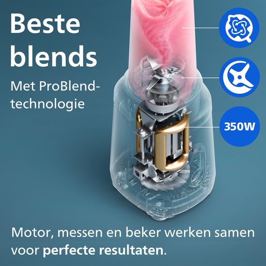Philips blender - HR2670/00 - ProBlend 350W - Draagbare Blend & Go-beker - Zwart van Philips — afbeelding 2