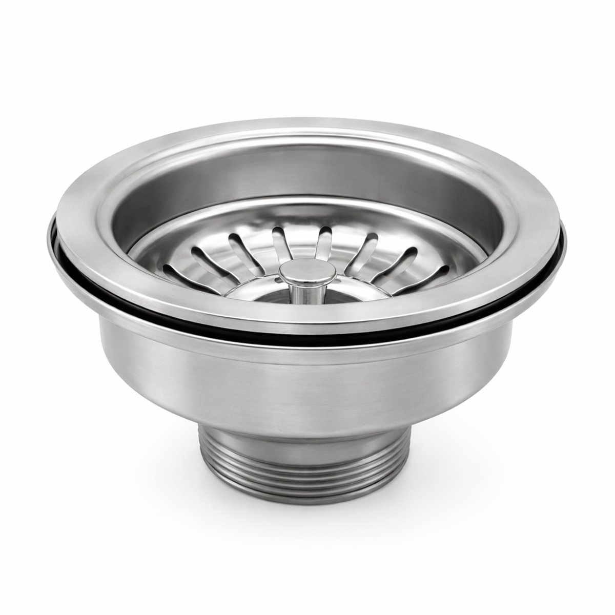 Waterval Korfplugset Ø114 mm – Gootsteen Afvoerplug – RVS 304 – G1½ – Geborsteld – Zonder Overloop – Zilver