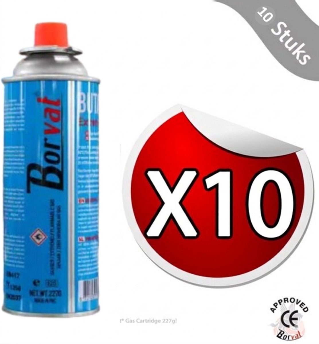 Borvat® | Homelux 10-Pack 227g Butaangaspatronen - Hoogwaardige Gasfles voor Campingkooktoestellen, Bunsenbranders en Soldeerbranders - Type MSF-1a