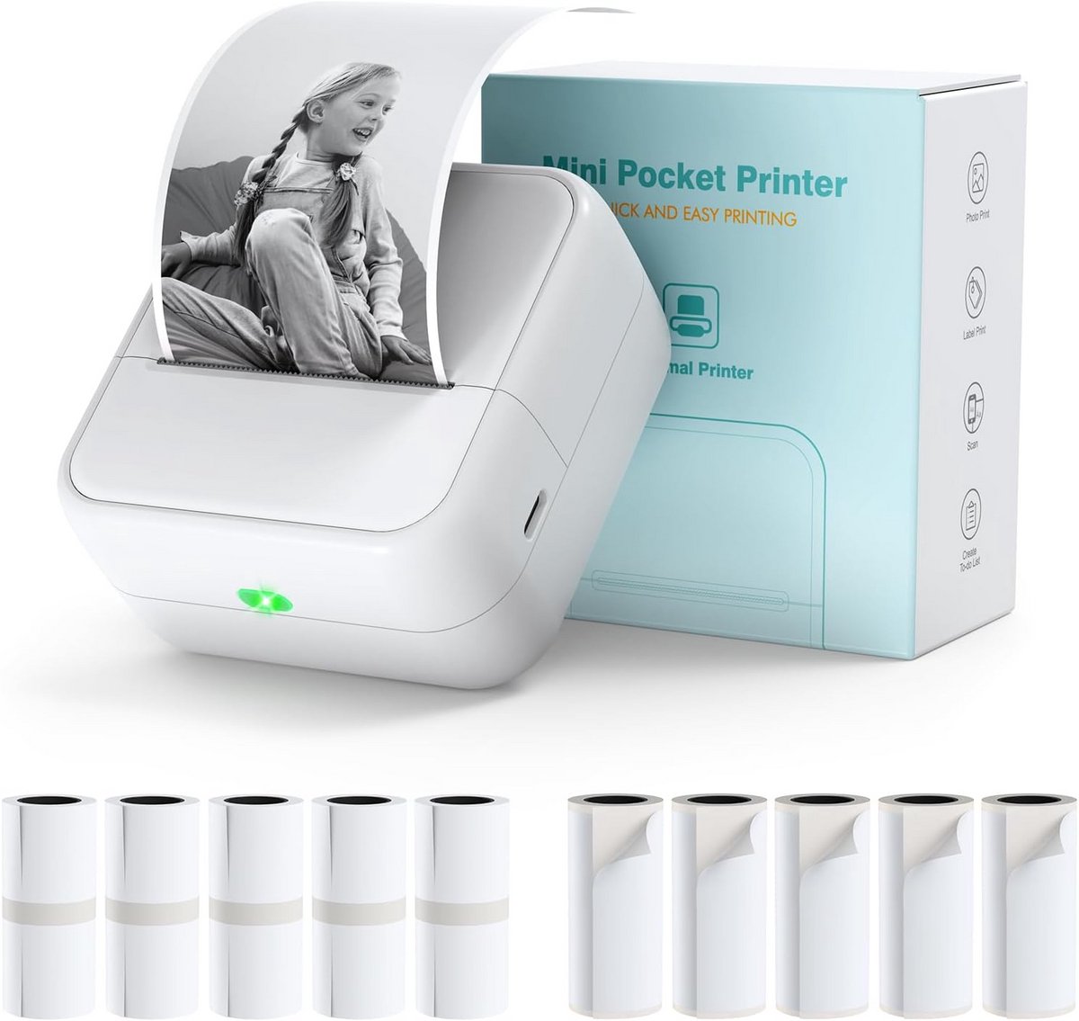 Mini Fotoprinter - Draagbare Fotoprinter voor Directe Afdrukken