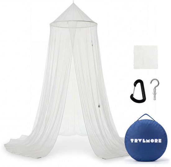 TRVLMORE klamboe XL – 2 persoons – wit – met ophangkoord