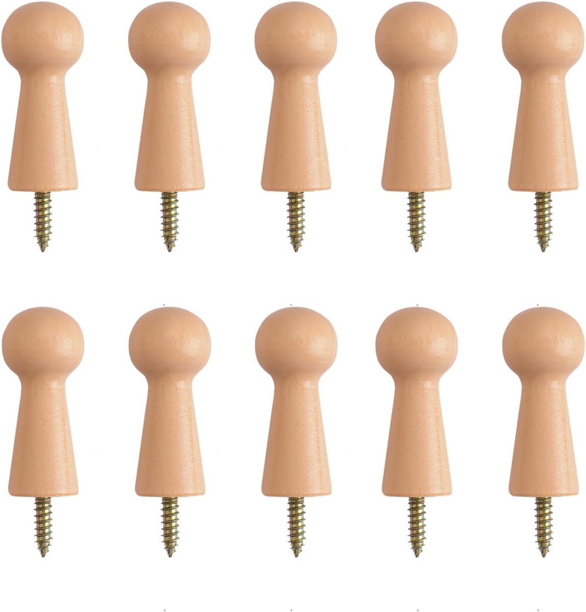 longziming -Set van 10 Houten Haken voor Handdoeken, Deuren, Trappen en Kasten - Duurzaam en Decoratief