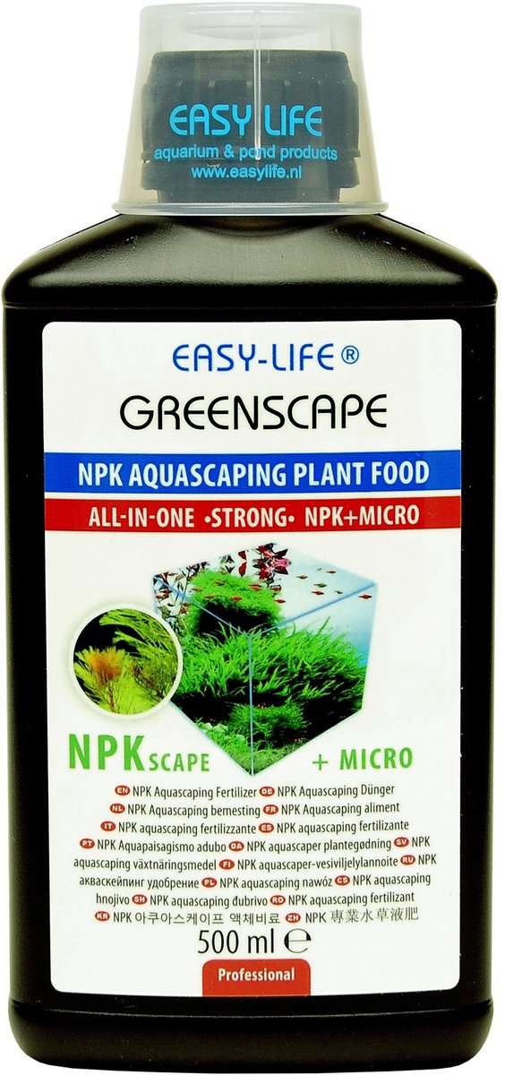 Easy-life GreenScape 500 ml voor aquascaping plantenvoeding met hoog NPK (nitraat, fosfaat, kalium) en sporenelementen