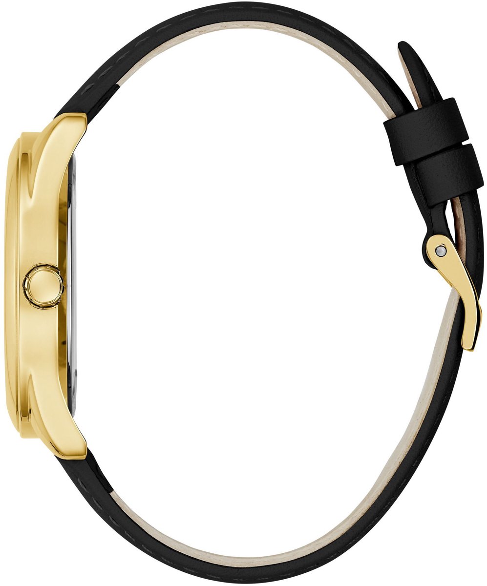 Guess Inner Workings Quartz Analoog Horloge Zwart Behuizing: 100% Roestvrij Staal| Armband: Echt Leer 40 mm U1439L1M