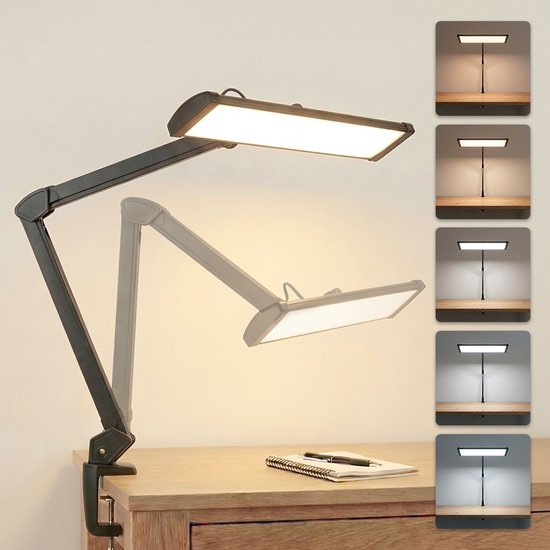 Lampe de bureau professionnelle SBR - lampe lumière du jour - dimmable - pince de table - noir