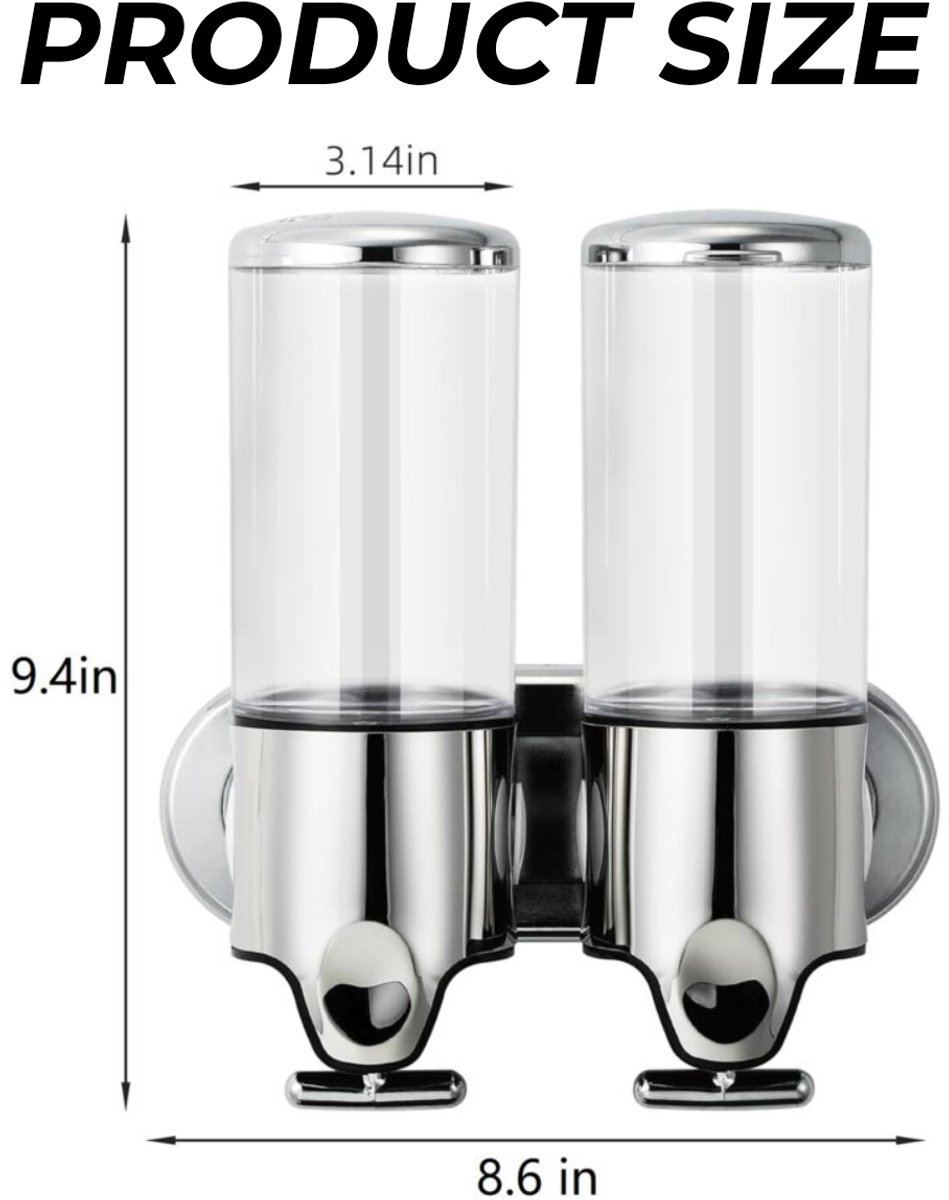 longziming -1000ML Muurbevestigde Zeepdispenser - Voor Zeep, Douchegel, Shampoo en Conditioner - Transparant - Geschikt voor Badkamer, Keuken, Hotel