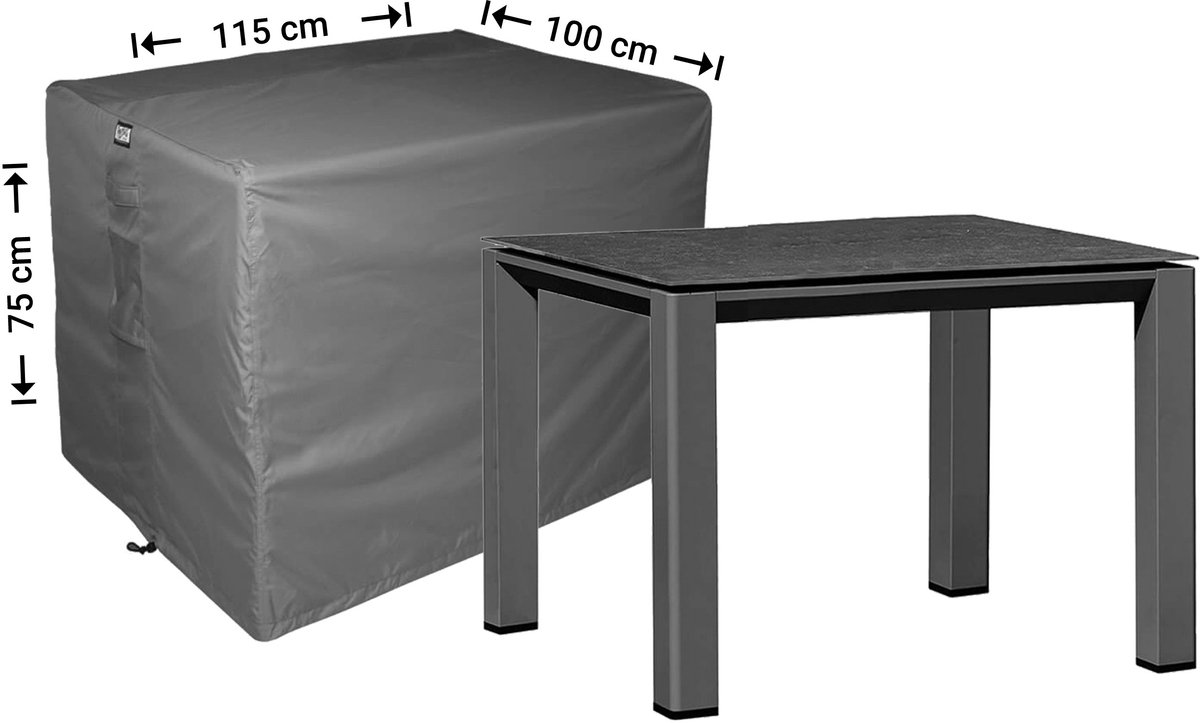 Raffles Covers Beschermhoes tuintafel - 100 x 115 H: 75 cm - D-RT115 - Waterdicht - Ademend - UV-bestendig - Elastisch rijgkoord - Beschermhoes tuinmeubelen Antraciet