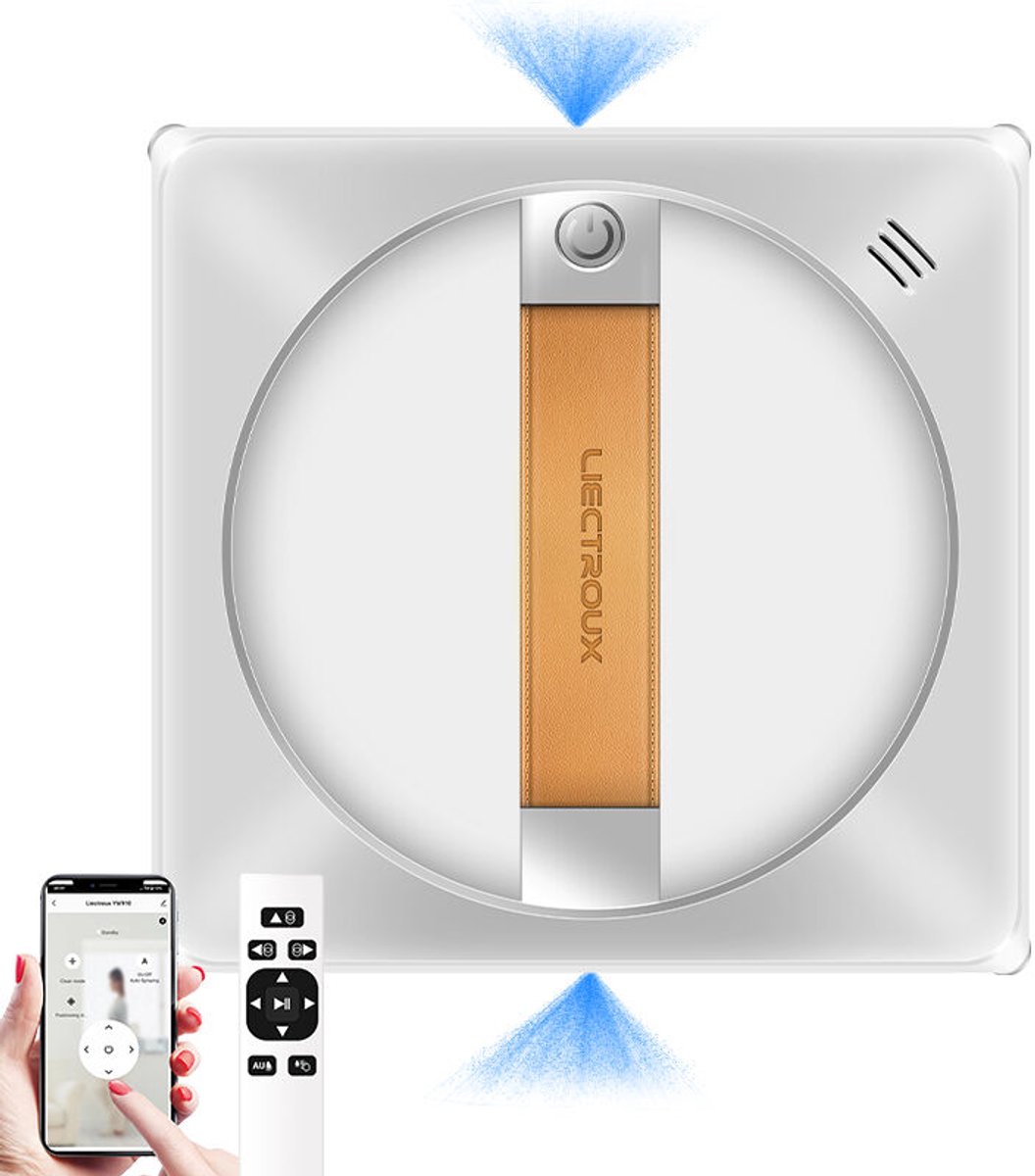 LIECTROUX YW710- Robotstofzuiger voor ramen - Lasersensor - Dubbele waternevel - Sterke stofzuiger - Robot voor het reinigen van glas aan de muur thuis -App & Afstandsbediening - Wit