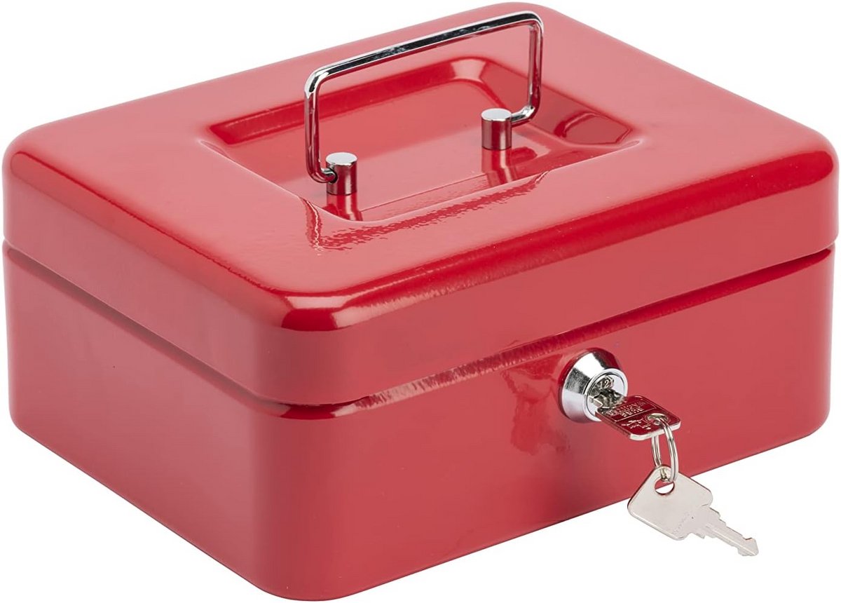 Contante Geldkist - Rood, 8 Inch met Combinatieslot