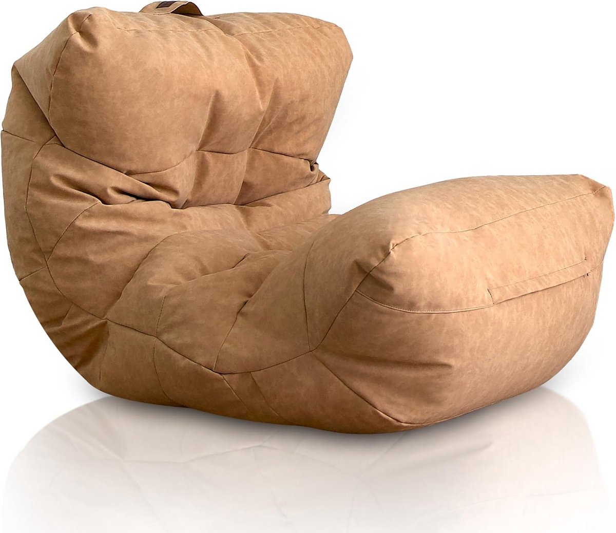 Grote Luxe Zitzak van Kunstleer – Donkergrijze Bean Bag Stoel voor Woonkamer en Slaapkamer