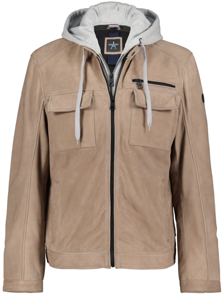 Hideout leren jas met capuchon