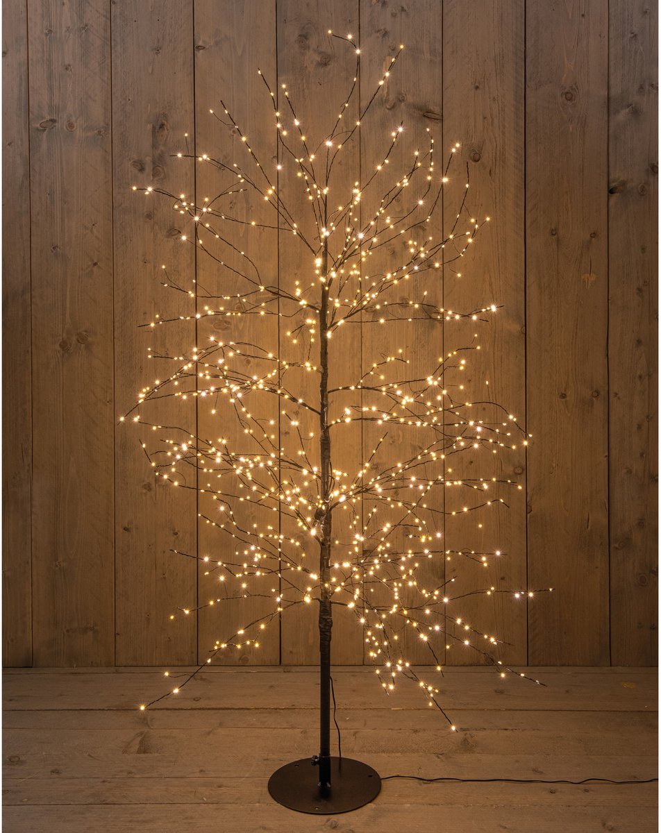 Anna's Collection Lichtboom - zwart - 150 cm - metaal - 1000 leds - warm wit - kerstboom