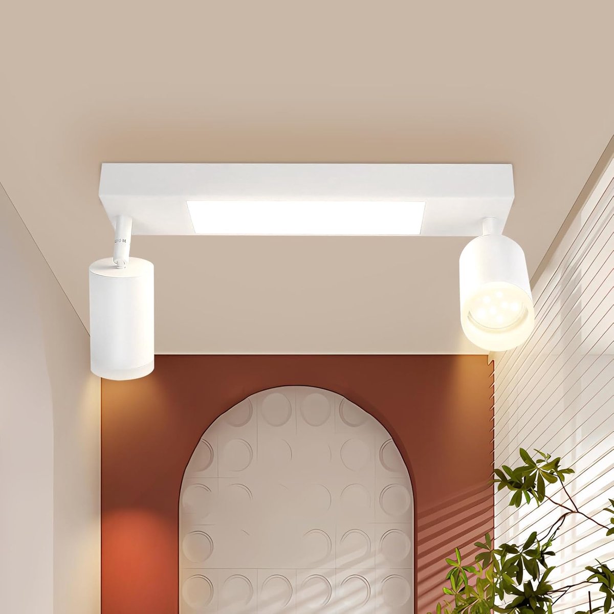 Glitzerlife - Led Opbouwspot - 2xGU10 fitting - 3000K 20W LED lichtbalk - 350° draaibare spots - moderne acryl metalen plafondspot voor keuken slaapkamer gang - Wit