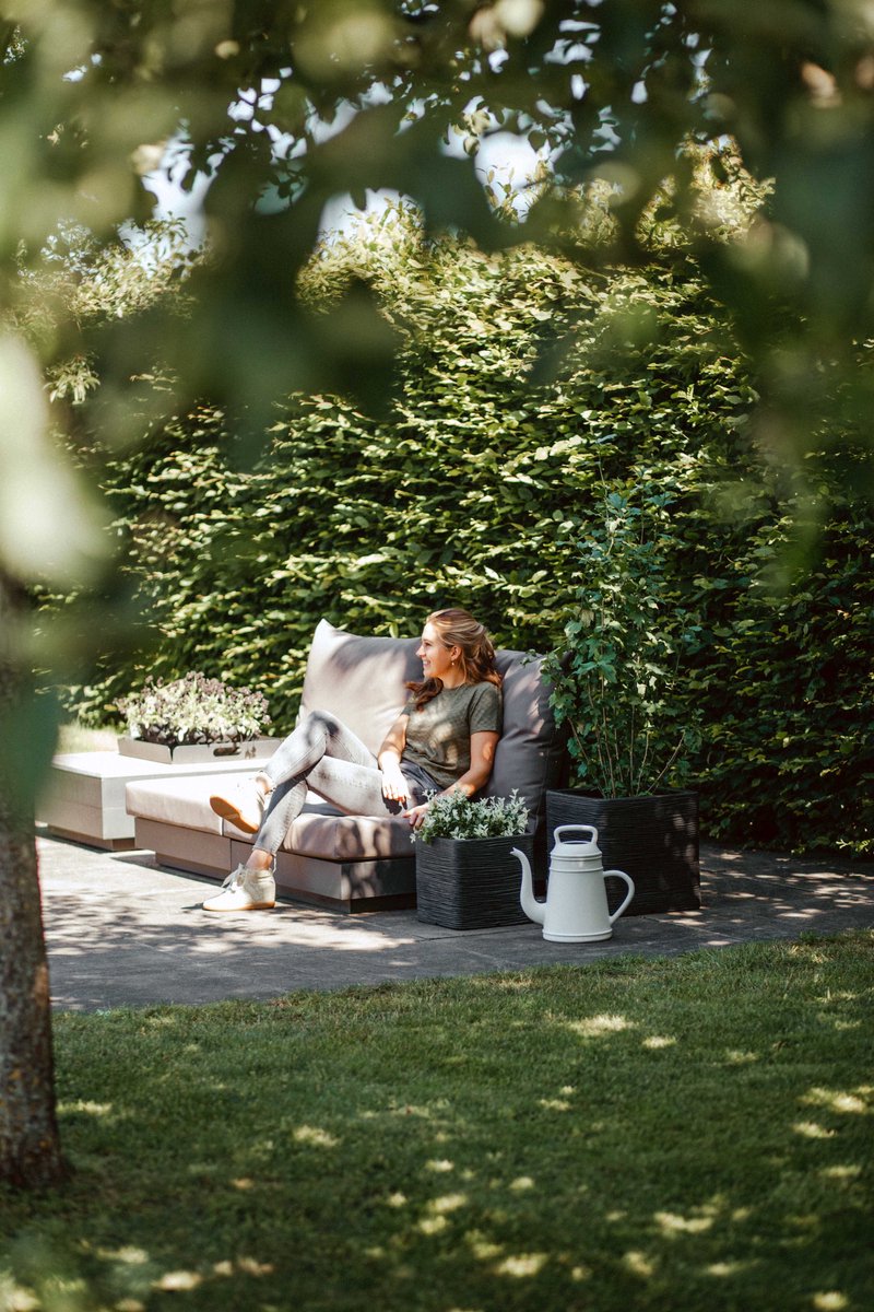Capi Europe Pot de fleurs carré Rib NL - 30x30 - Noir