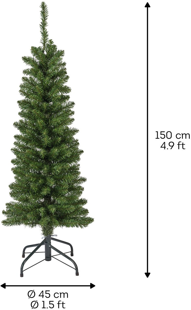 Kunstkerstboom - Pencil pine - h150 cm - Dia 45 cm - Extra smal - Groen