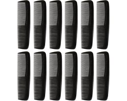 12 Stuks - Antistatische haarkam - Fijne + Grove - Pocketsize Kam - Kapperskam - Zakkammen - Lange kam - Kam - Kam klein - Zakkam - Knipkam - Kapperskam haartools voor kappers - haartools voor kappers - Voor Dames en Heren - Zwart