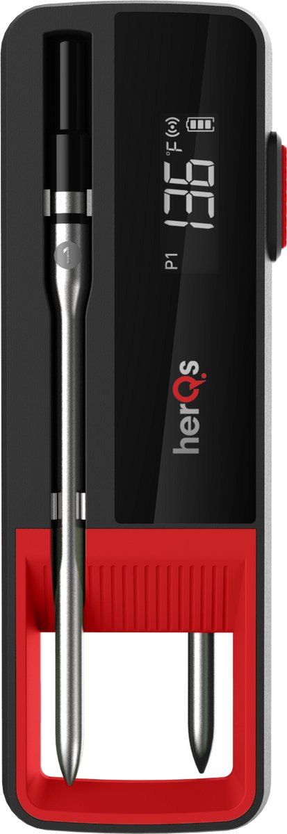 herQs - Double Max - BBQ thermometer – Keuken thermometer barbecue digitale kerntemperatuur vleesthermometer Bluetooth app draadloos thermometer