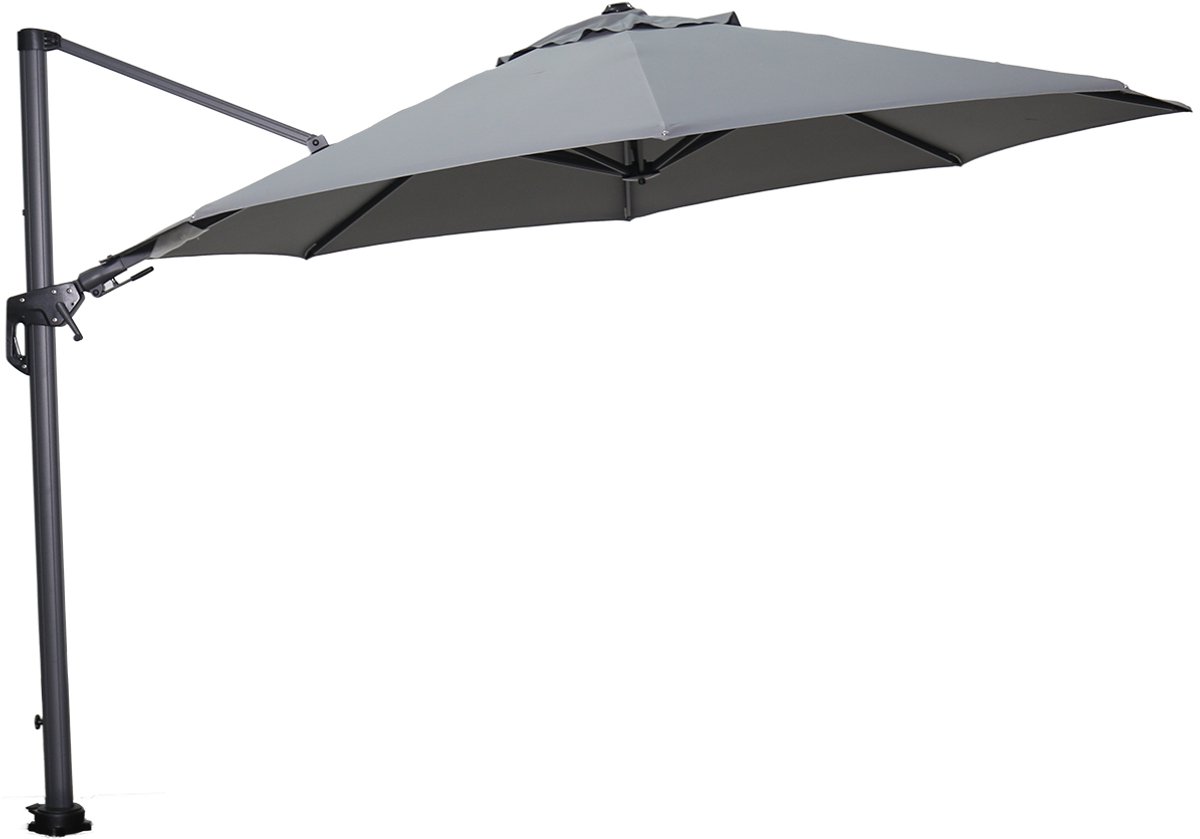 Garden Impressions Hawaii zweefparasol Ø350 cm - frame carbon black - licht grijs doek