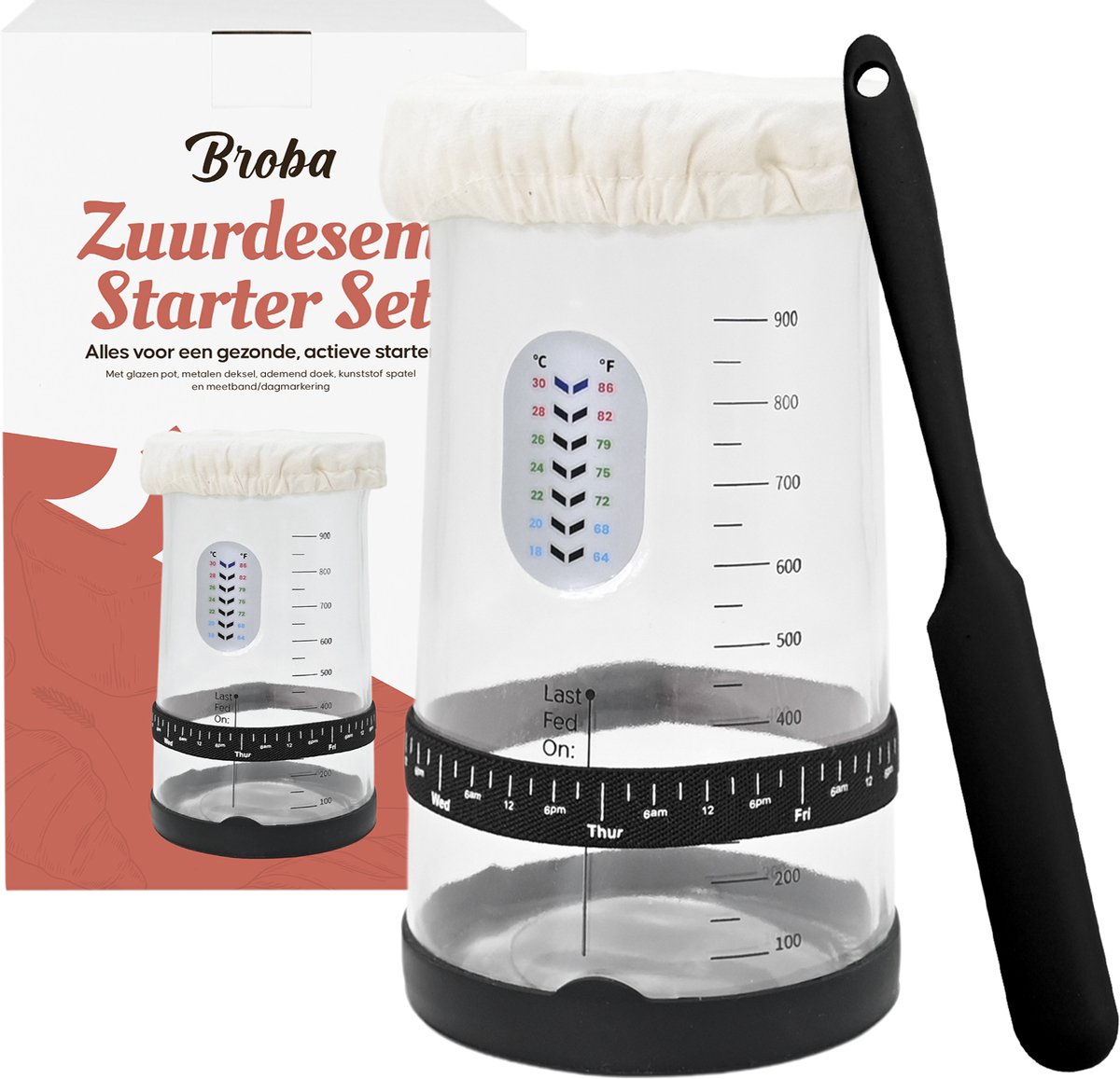 Zuurdesem Starter Set voor zelf Zuurdesem Starter Maken - Fermentatiepot Zuurdesem Brood Maken - Zuurdesem Pot
