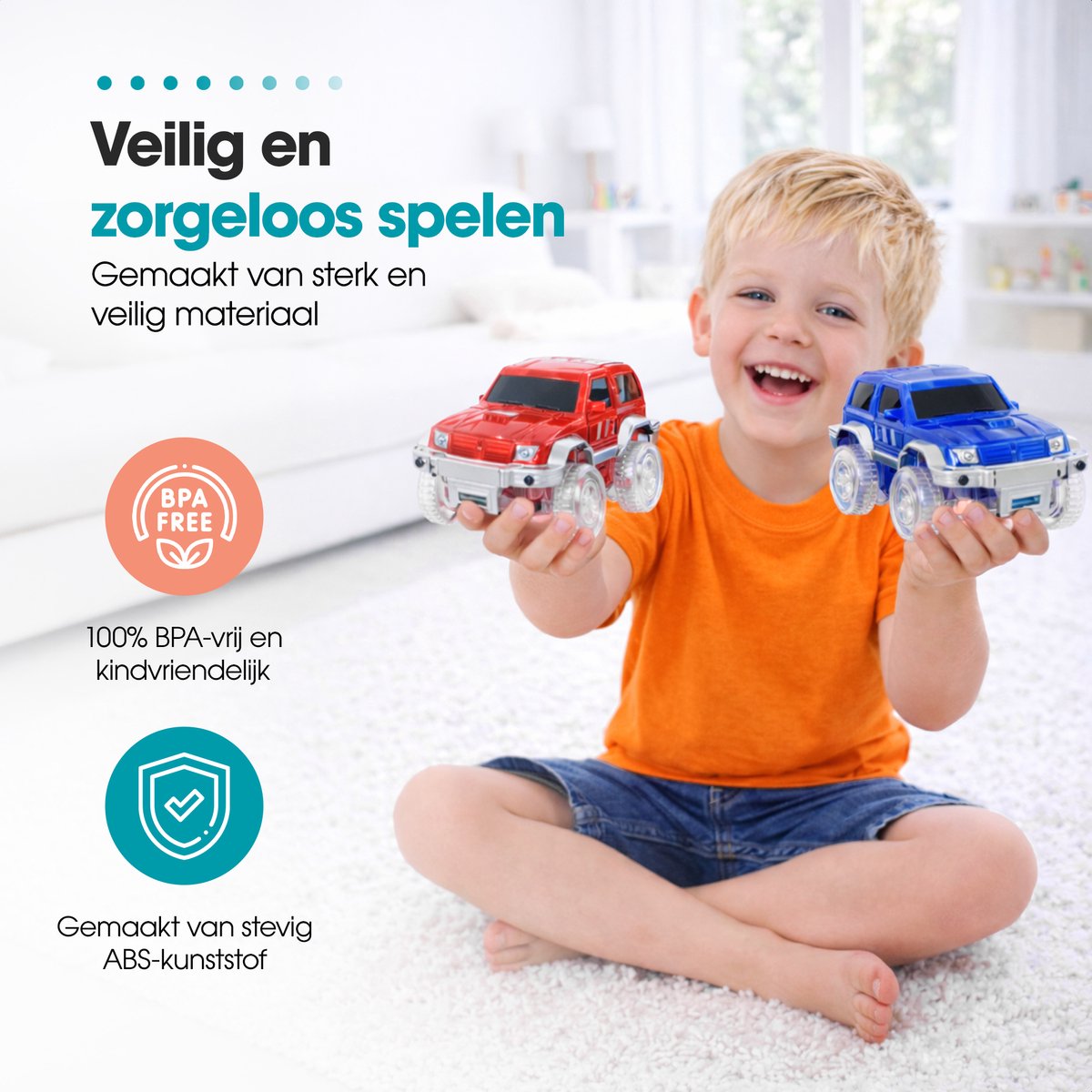 Magnetic tiles racebaan - 110 stuks - Magnetische tegels - Speelgoed - Travel set - Constructiespeelgoed - Magneet tegels - Montessori - Met 2 magna auto's — afbeelding 4