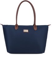 Gallantry® Grote Dames Schoudertas – Ruime Shopper Tas met Rits – Handtas met Bruine Handvatten – Werk Tas voor Laptop, School & Dagelijks Gebruik - D. Blauw