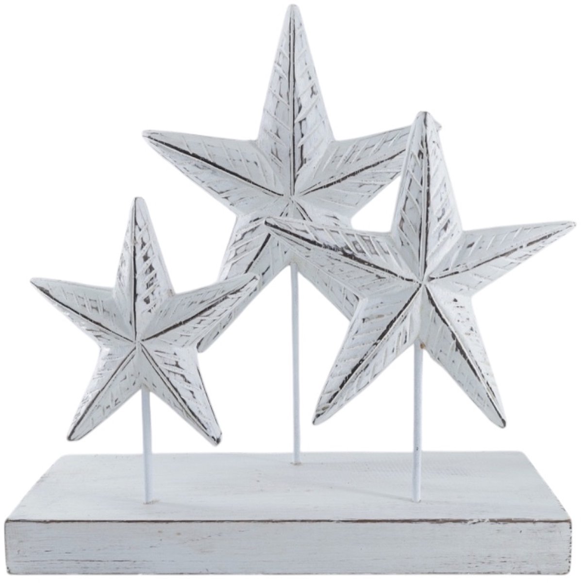 Ornament Miam drie zeesterren wit 30x30 cm
