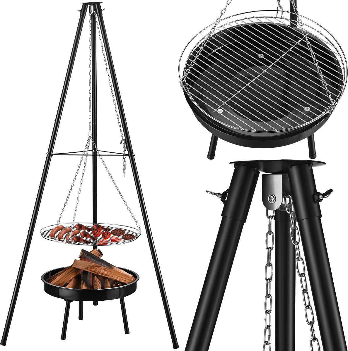 Gregman Roast 30 - Vuurschaal en Grill - Tuinhaard & Houtskool BBQ 2-in-1 met Verstelbaar Rooster - Zwart
