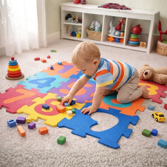 Tapis de puzzle Let's Play - 18 pièces - Avec figurines colorées - 96 x 96 cm - Mousse
