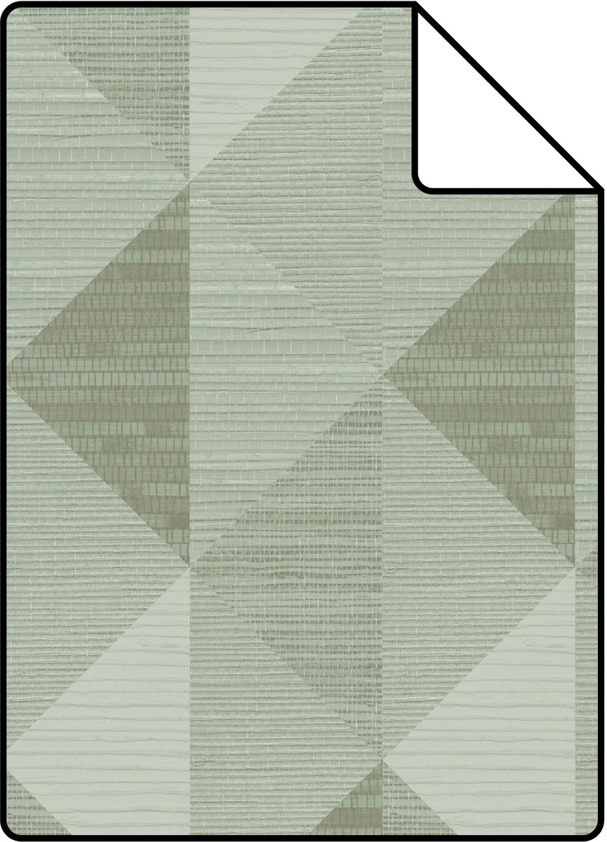 Proefstaal Origin Wallcoverings behang grasweefsel in grafisch 3D motief licht vergrijsd groen - 26.5 x 21 cm - 347883-S