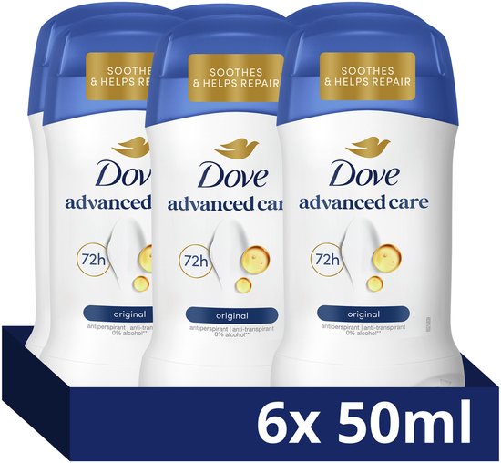 Dove - Anti-Transpirant Deodorant Stick - Advanced Care Original - 6 x 50 ml - Voordeelverpakking