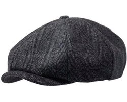 BukkitBow - Flat Cap Heren Wolmix - Krantenjongens Pet - Klassieke Newsboy Cap / Peaky Blinders Pet - 58-60 cm - Grijs