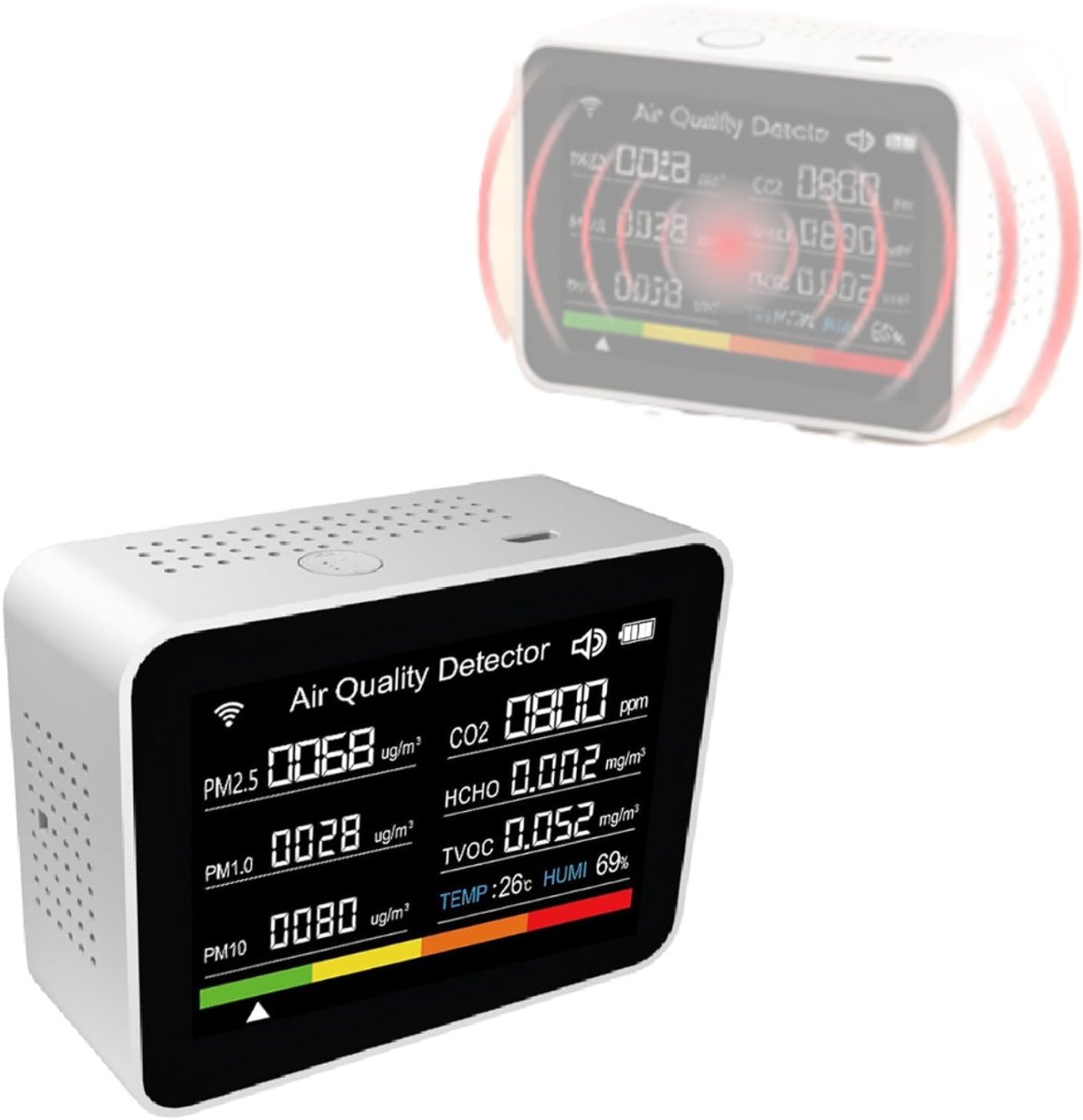 NBAP® Fijnstofmeter - Luchtkwaliteitsmeter Voor Binnen - Co2 Meter - Wit