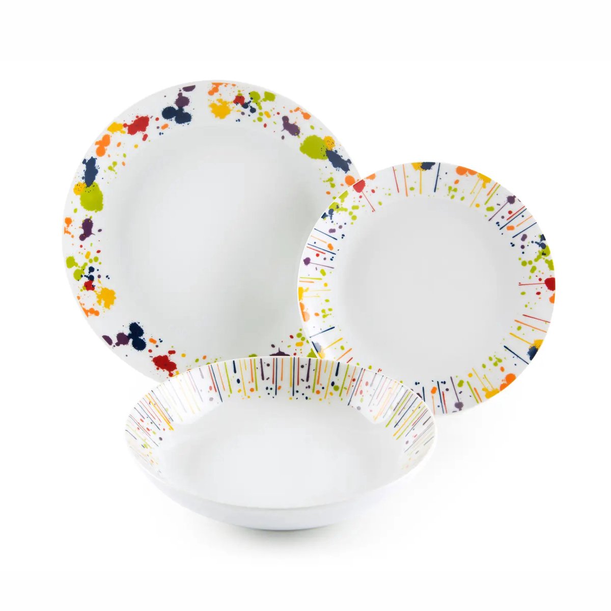 Excelsa Italiaans Design Dripping Serviesset – 18-Delig – Multicolor – Porselein – 6 Personen