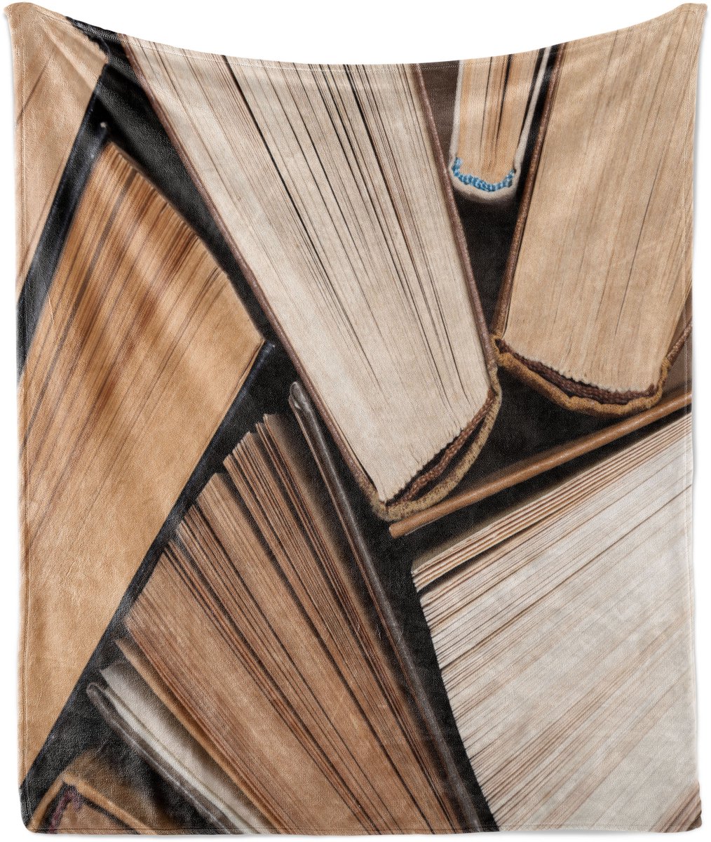 New Bed Modern Stapel oude boekenbibliotheek Zachte Flanellen Fleece Deken, 152 cm x 127 cm
