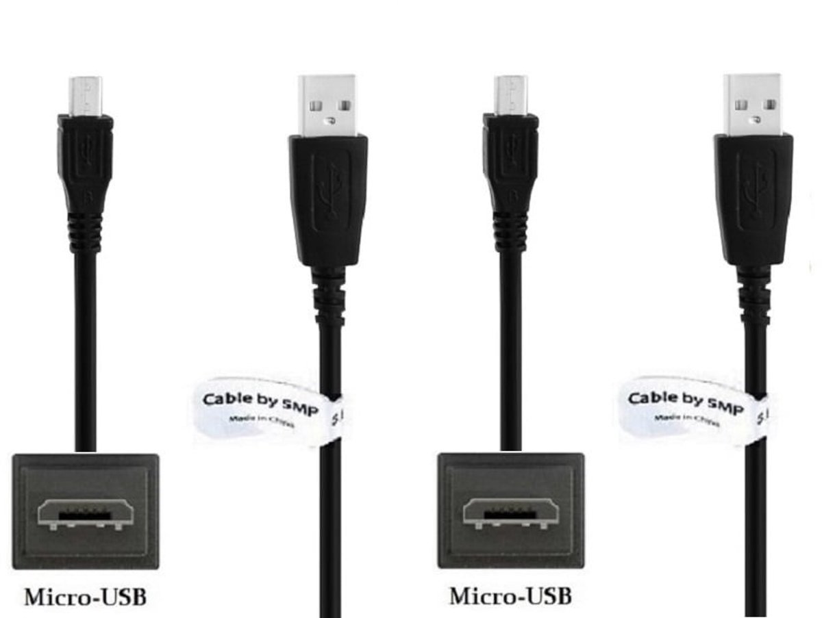 2 stuks OneOne 1,0m Micro USB kabel. Stevige laadkabel. Oplaadkabel snoer past op past op Sony MDR-HW700DS, MDR-XB50BS, MDR-XB650BT, MDR-XB70BT, MDR-XB80BS, MDR-XB950B1, MDR-XB950BT