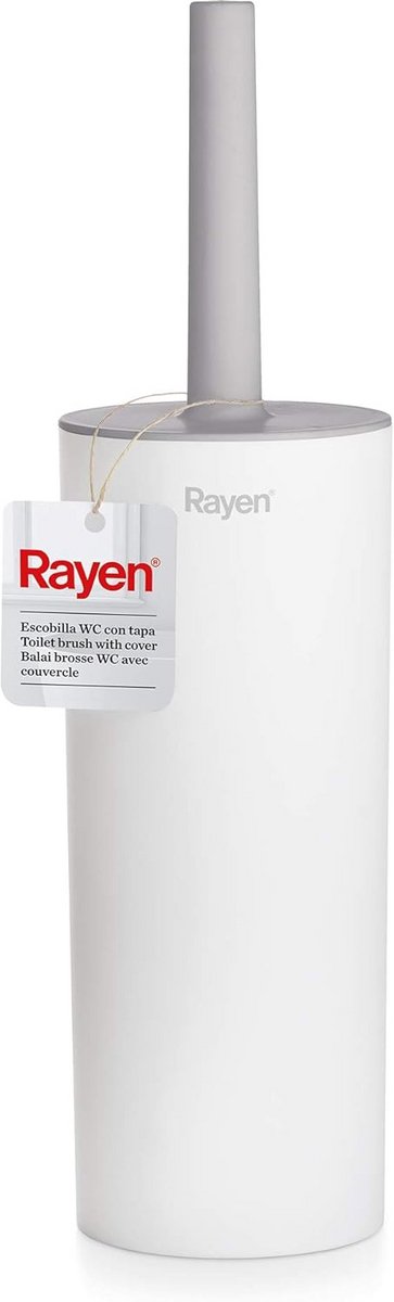 Rayen Toiletborstel met deksel, wit, 37 x 9,2 cm