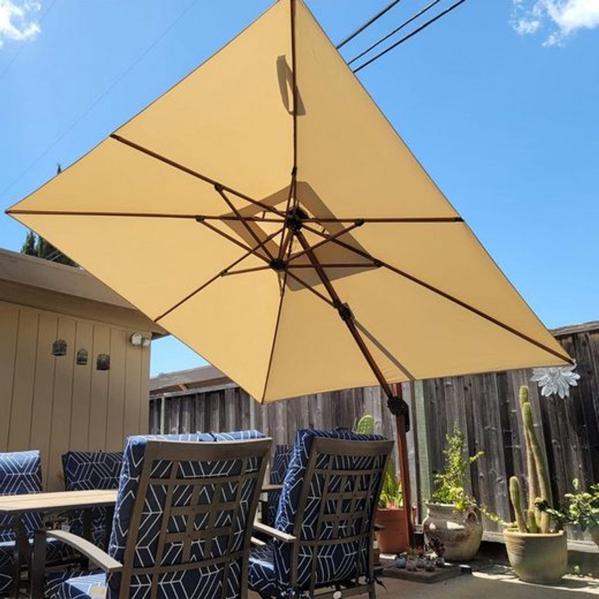 Purple Leaf Parasol déporté inclinable aspect bois 300x300 cm - Kaki