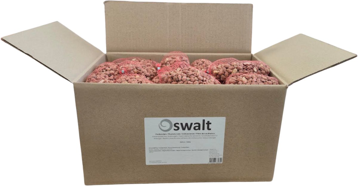 Oswalt Pindanetjes - Volle Doos - 50 x 200 gram - 10kg - Gepelde pinda's - Pinda's in net