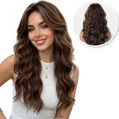SassyGoods Pruik Bruin - Pruiken Dames Lang Haar - Wig - Haarwerk - Wasbaar - Bruin Pruik - 55 cm